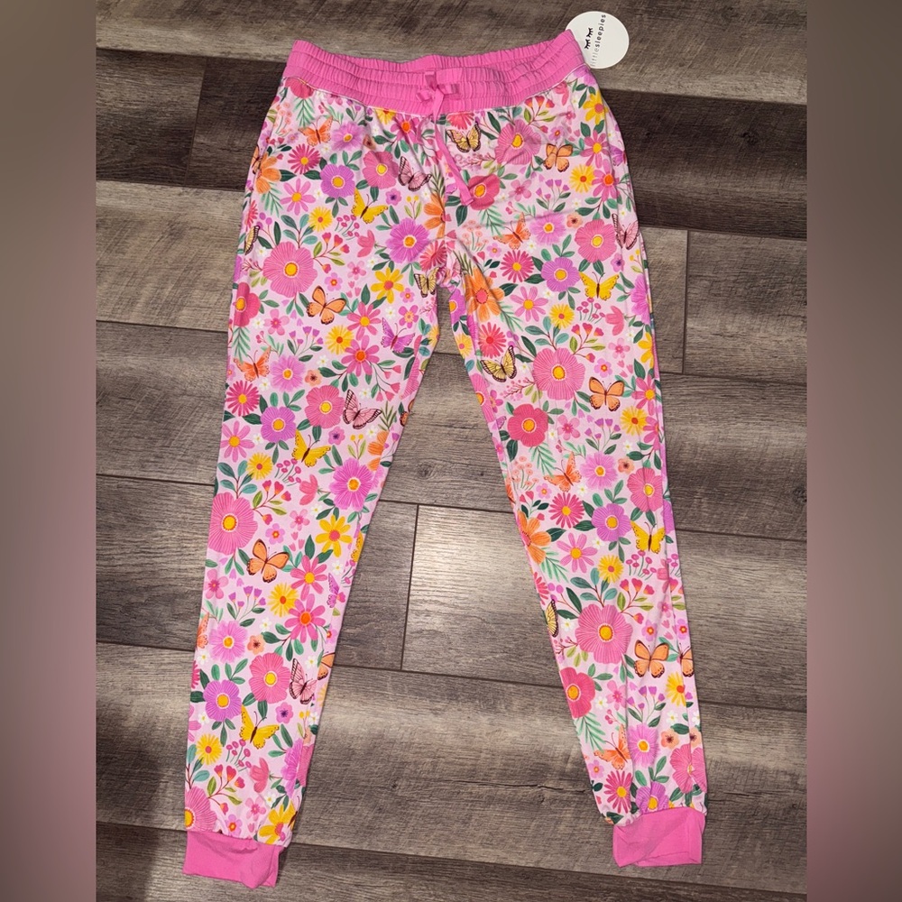 🦋🌼 Little Sleepies Pink Butterfly Blooms Women’s Small Cuffed Pajama Bottoms NWT - Picture 5 of 10